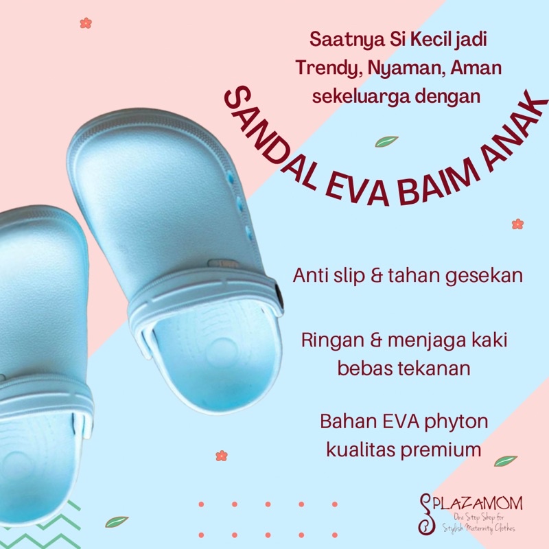 sandal baim bakpao bapao imut kodok ANAK laki perempuan cowo cewe cowok cewek EVA phylon karet slop selop sendal slippers ringan nyaman anti slip awet kualitas premium untuk outdoor indoor