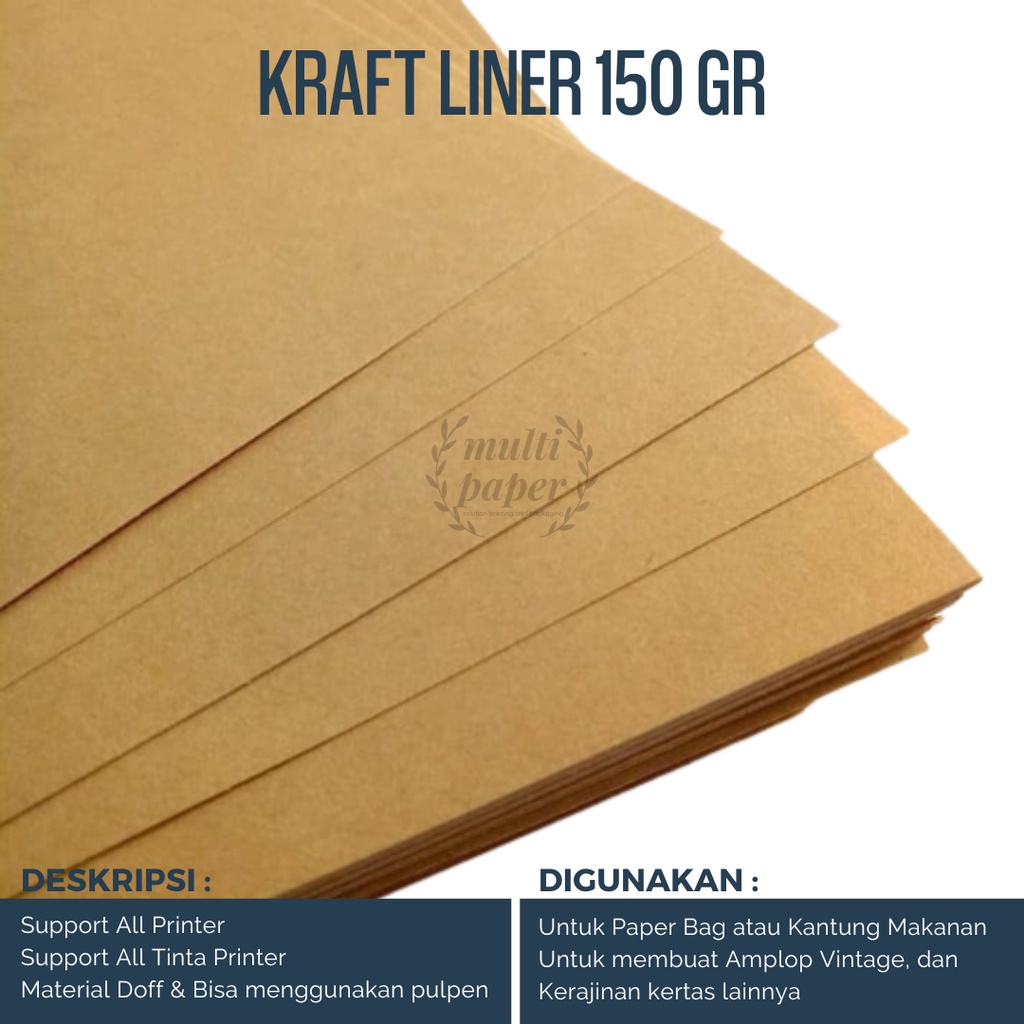

H7Y Kertas Kraft F4 Liner 150 Gsm Isi 100 Lembar / Kertas Kraft Coklat Liner 150 Gsm