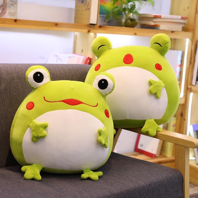 Bantal Boneka Lucu karakter Katak Kodok Frog Plush Bahan Halus Lembut Empuk