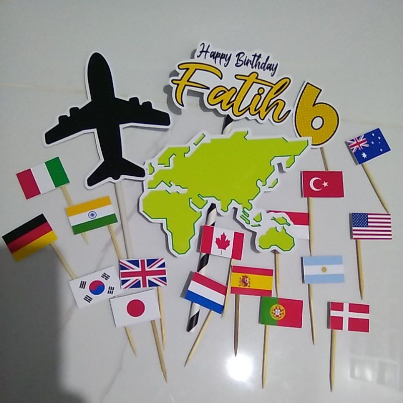 Jual Cake Topper Hiasan Kue Bendera Negara Country Flag Travel