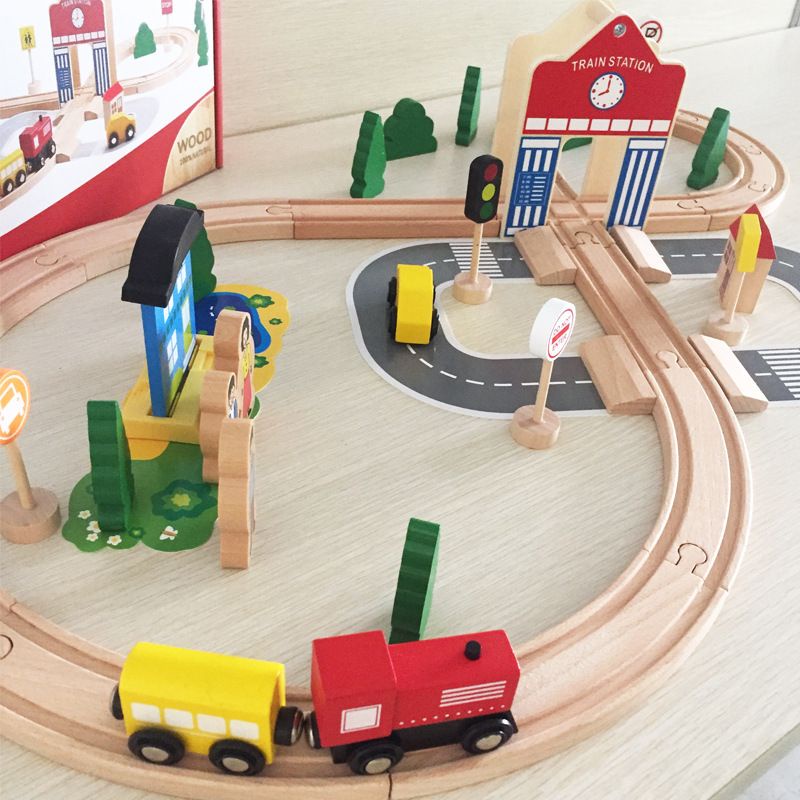 50 pcs train track set / mainan kereta kayu anak