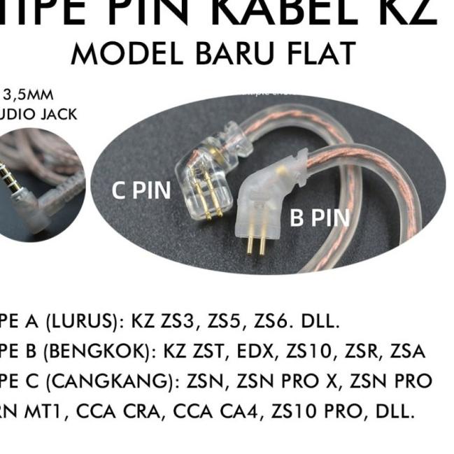 KZ Kabel Cable OFC Flat with Mic Upgrade KZ Type C ZEX ZSN PRO X DQ6 - Brown OFC Pin C