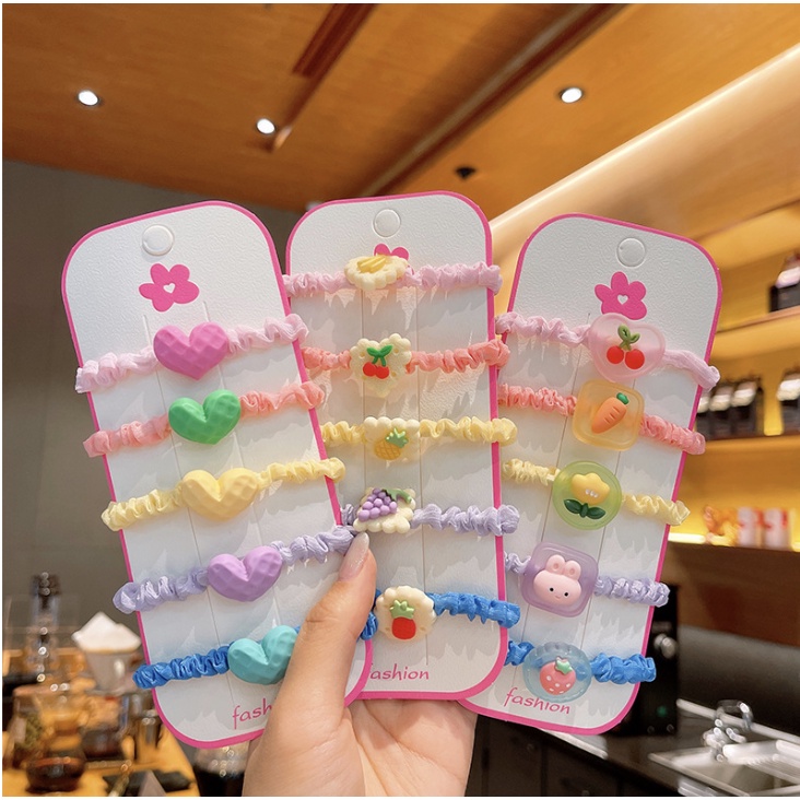 babyfit CHIKI HAIR karet rambut 5in1 anak perempuan kemasan plastik zx-1106