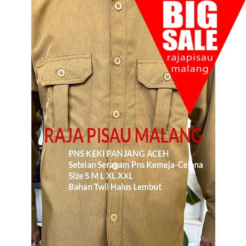 RPM TSK Pemda Pria Aceh Lengan Panjang Stelan Baju PNS Kheki Keki