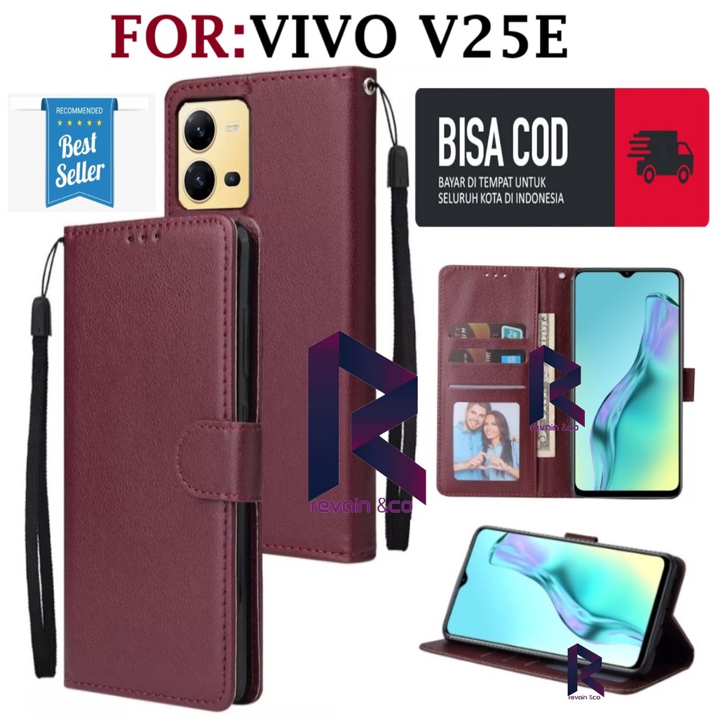 VIVO V25E CASE FLIP WALLET LEATHER KULIT PREMIUM SARUNG BUKA TUTUP FLIP CASE VIVO V25E