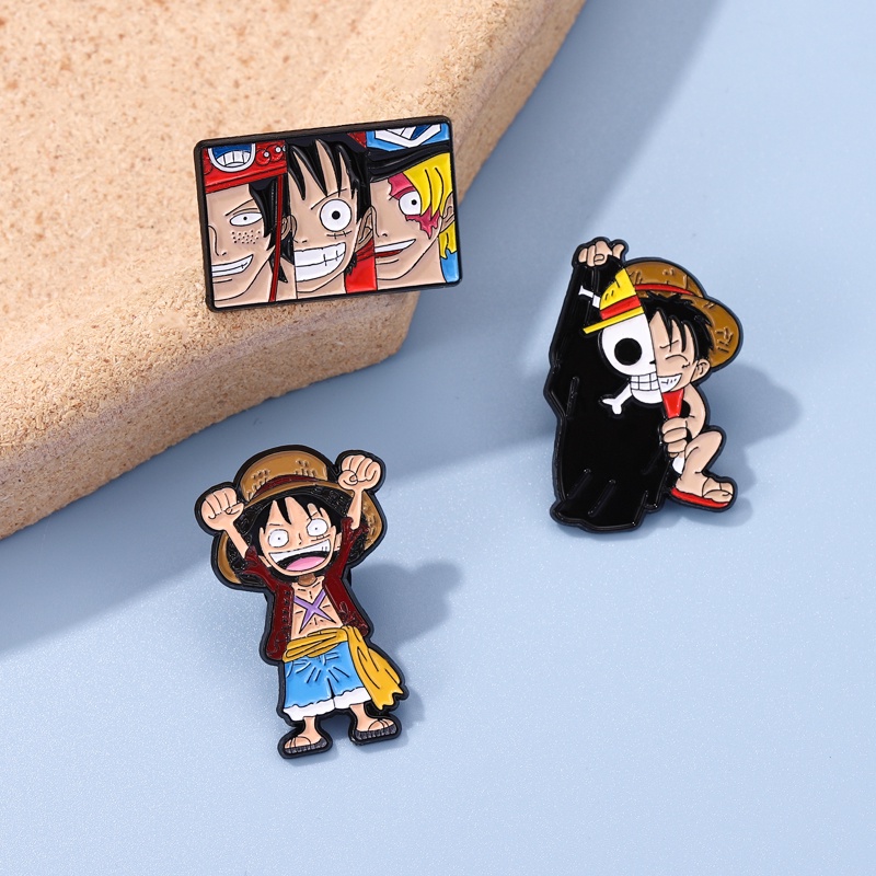 Bros Pin Enamel Desain Anime Luffy Ace Sabo Roronoa Zoro Bahan Alloy Metal Untuk Hadiah