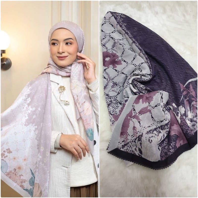 Jilbab segi empat Motif Abstrak Bunga Scraft abstrak Bunga By Keyla Scraf