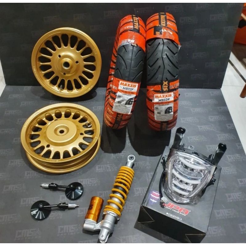 Paketan Scoopy Lama & Fi Velg VND Roulette 
Ban Maxxis 100 110 90 12 
Stoplamp Jpa Led 
Shockbreaker
