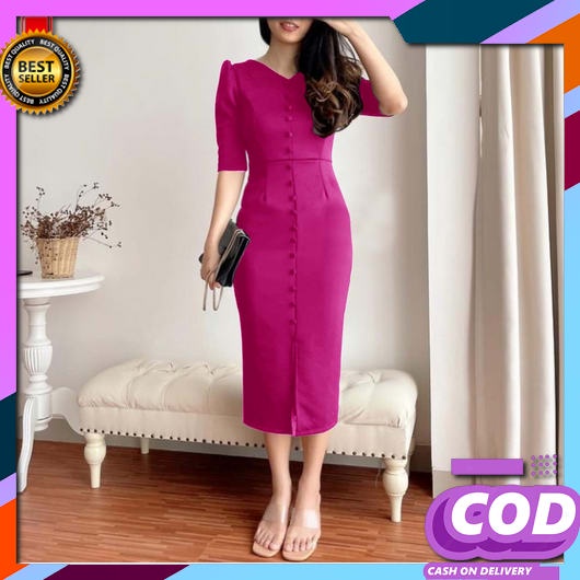 Baju Dress Pesta Wanita Model Terbaru Kekinian Kondangan Imlek Natal Pesta Brukat Selutut Dress Manu