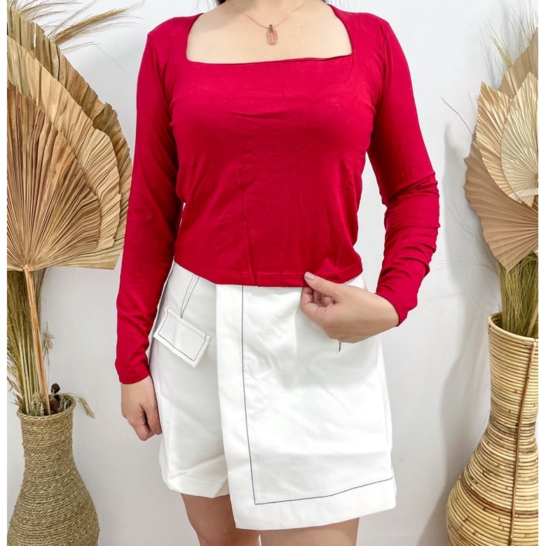 square top 1707 | square neck long sleeve | real picture
