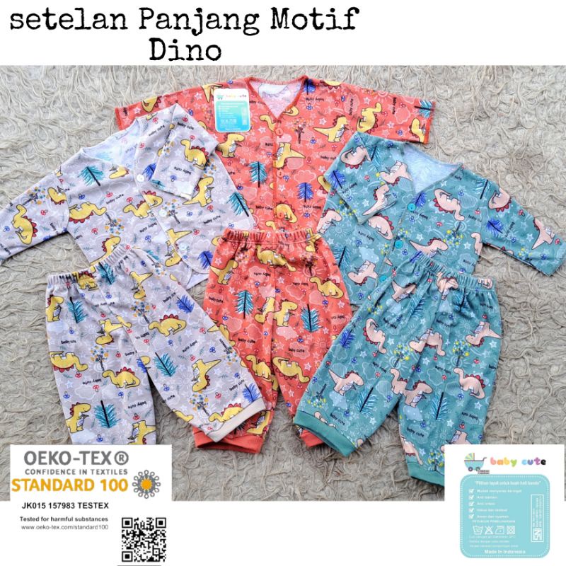 24pcs Paket Lahiran Perlengkapan Baju celana bayi kado Newborn,3-6 dan 6-12 bulan  Motif Dino netral topi singlet sarung tangan bayi SNI Promo 9.9