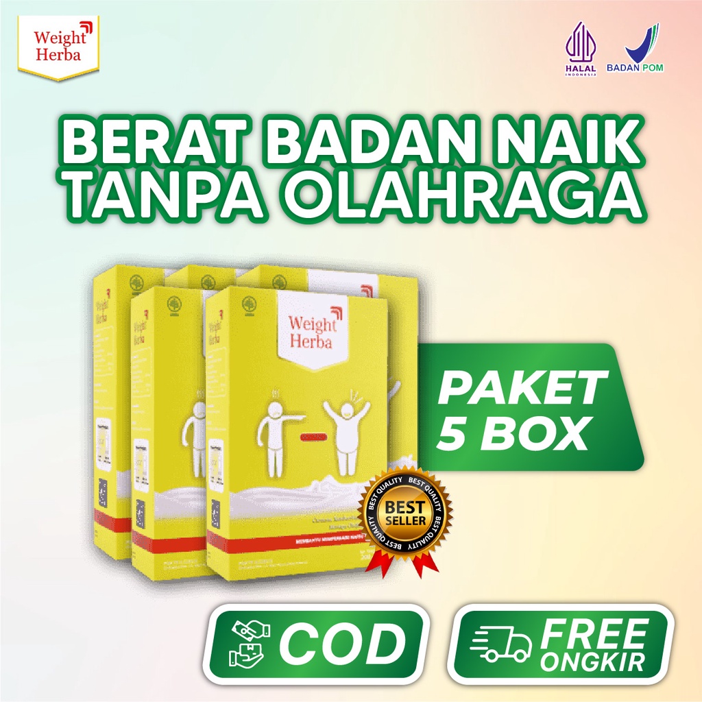 

Weight Herba 5 Box Susu Penggemuk Badan Penambah Berat Badan dan Penambah Nafsu Makan Dewasa Secara Herbal Alami Original Halal BPOM bisa COD Isi 200gr
