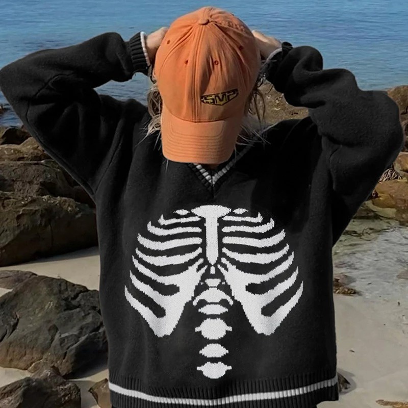 Skeleton pullover streetwear knitwear