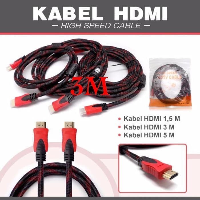 KABEL HDMI 3 METER 5 METER LAPTOP KE TV CCTV NYLON SERA