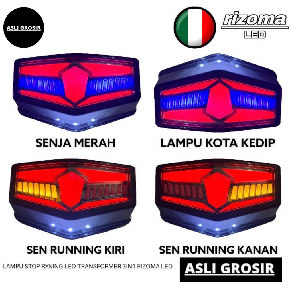 Stoplamp Lampu Stop Belakang RX King 3 in 1 Set Rizoma Racing Transformer New Biru Merah