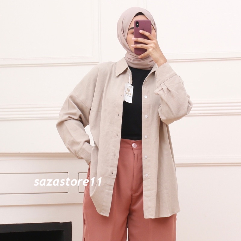 Anna Shirt - Kemeja Oversize Linen Wanita 999 - Linen Shirt - Atasan Wanita Lengan Panjang