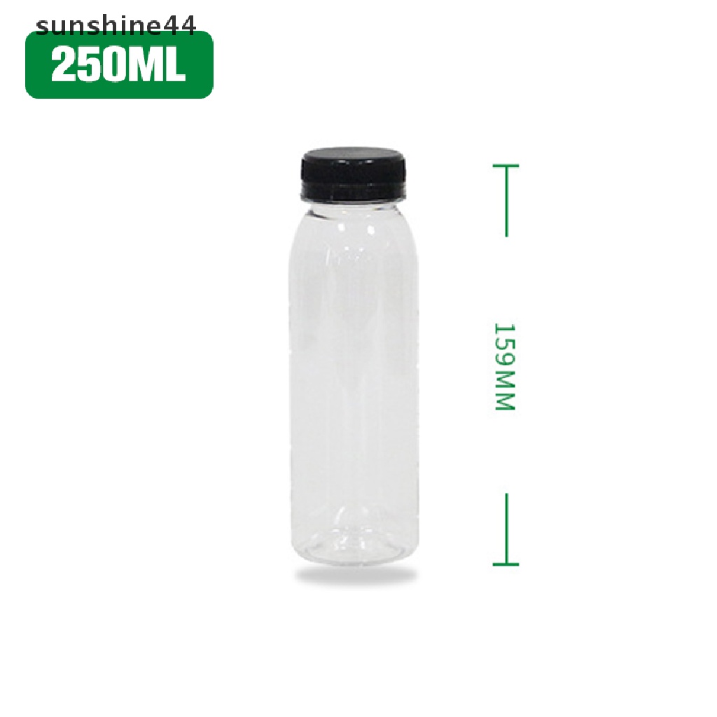 Sunshine Botol Minum Plastik PET Transparan 250ml Dengan Tutup Untuk Jus / Susu / Buah