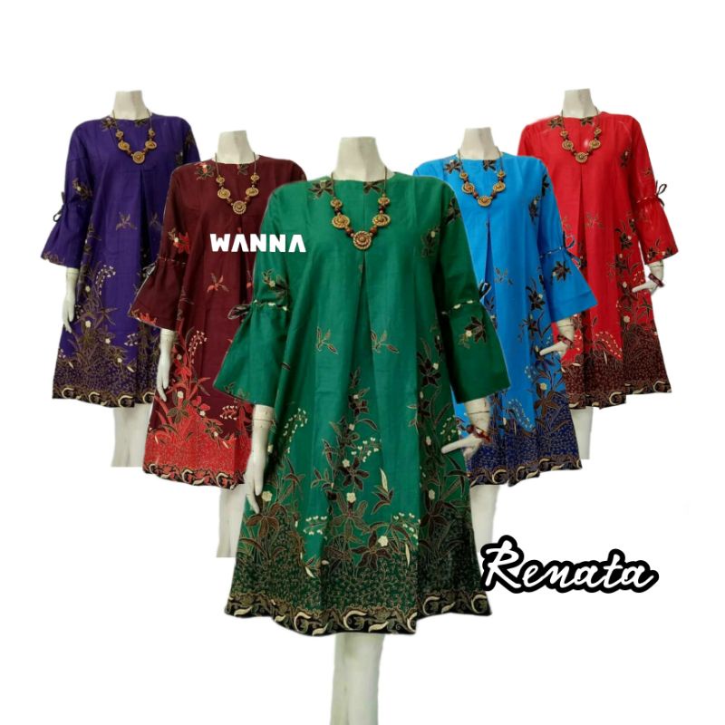 TUNIK BATIK KEKINIAN BAJU BATIK WANITA TERLARIS DRESS  MODERN CANTIK