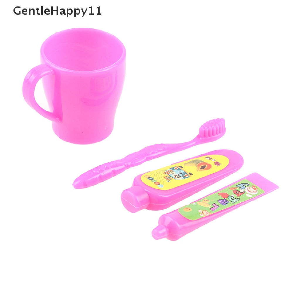 Gentlehappy Dollhouse Miniatur Sikat Gigi Odol Tabung Cangkir Set Boneka Kamar Mandi Decor Mainan id