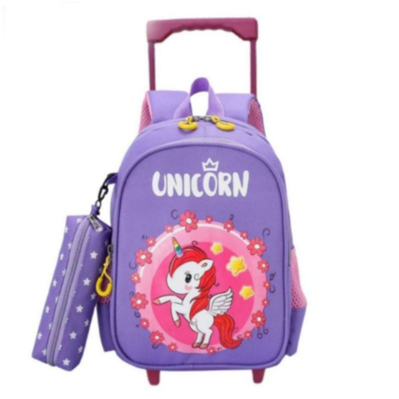 Tas ransel troli anak unicorn 2in1 - tas + tempat pinsil