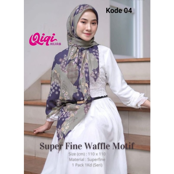 (Qiqi Hijab) SUPER FINE WAFFLE MOTIF •segiempat superfine