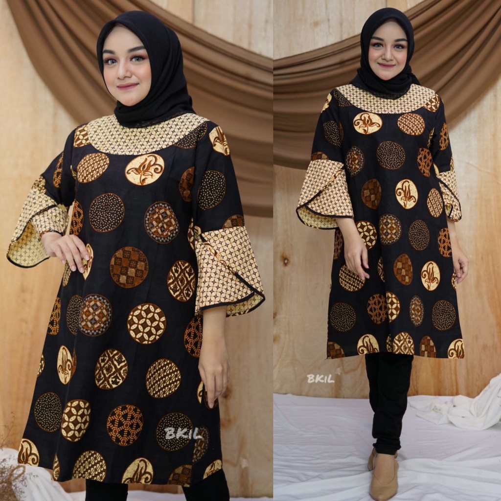 Tunik Batik Wanita Modern Atasan Batik Kerja Kantor Wanita