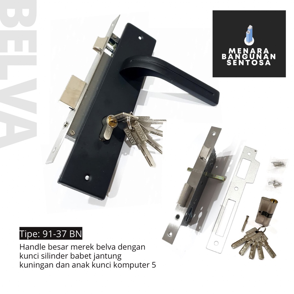 [Seri Hitam] Handle Pintu Set Besar Belva - Kunci Tarikan Pegangan Gagang Kotak Jagung