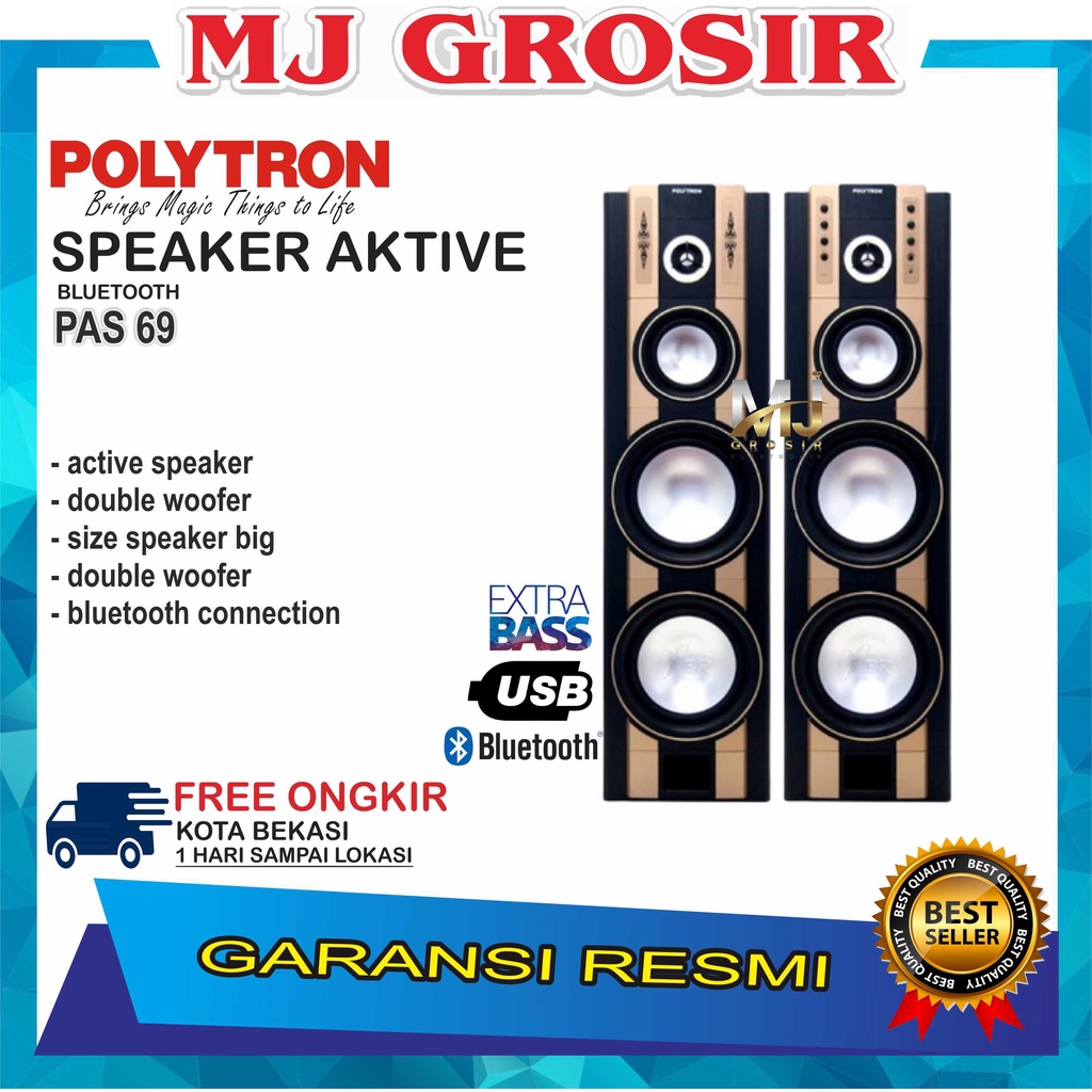 POLYTRON SPEAKER AUDIO PAS 69 SUPER BASS USB BLUETOOTH