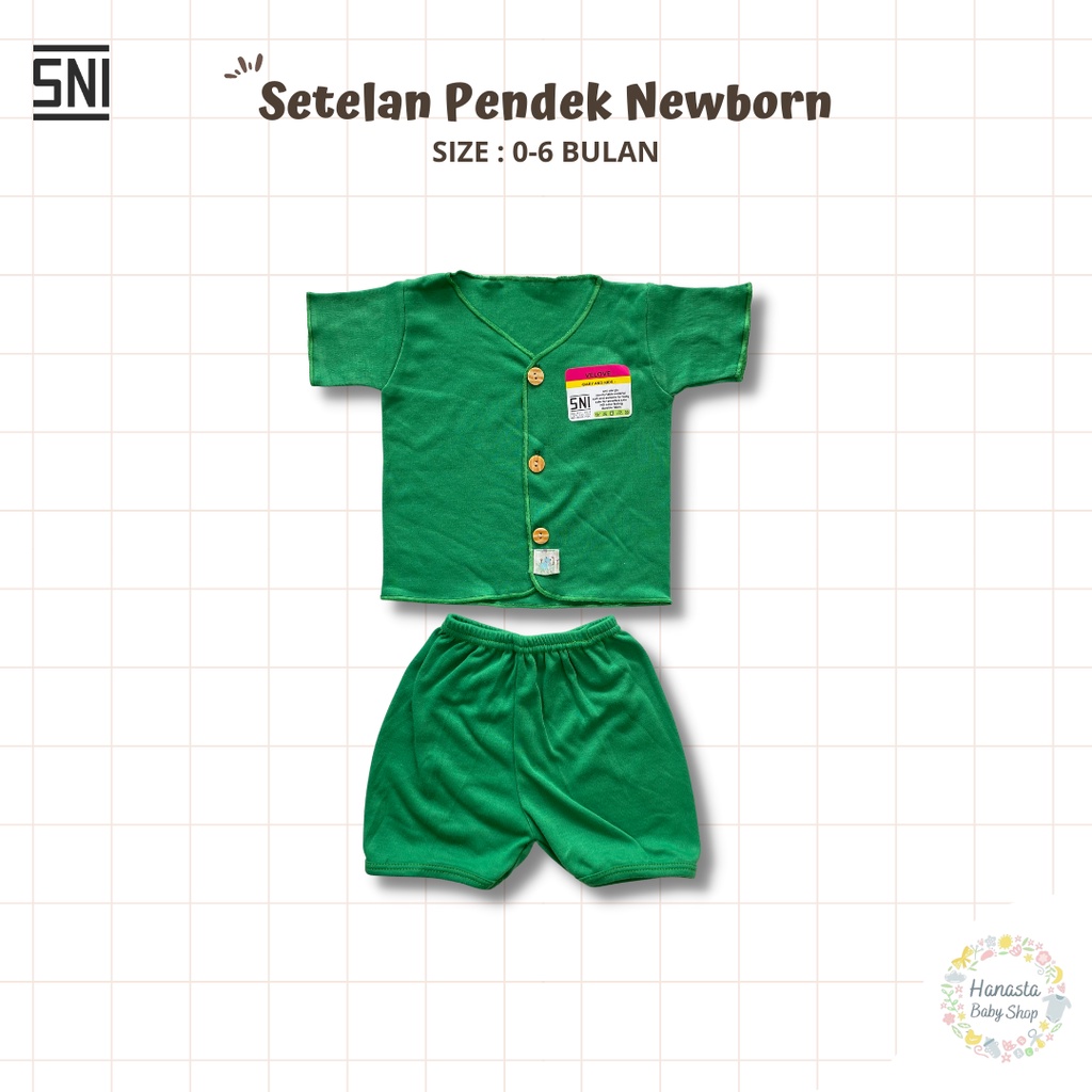 Baju Bayi Newborn Setelan Lengan Pendek Polos Katun 0-6 Bulan