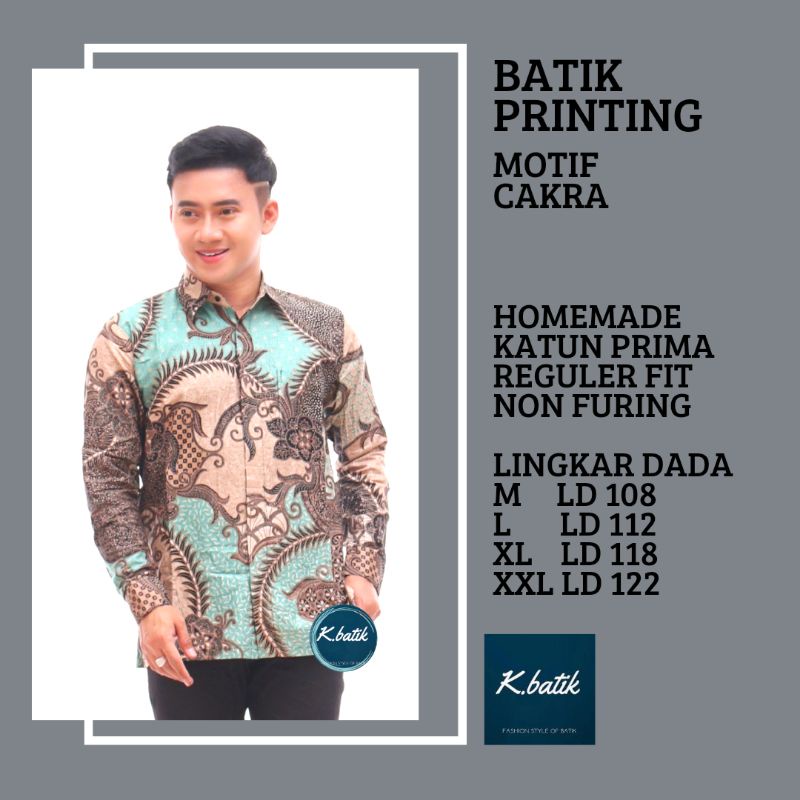 KEMEJA BATIK PRIA LENGAN PANJANG SIZE M L XL XXL  KHARISMA BATIK