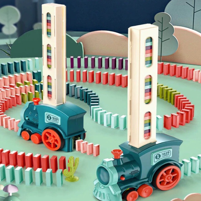 Mainan Anak Kereta Balok Domino Electric Domino Train