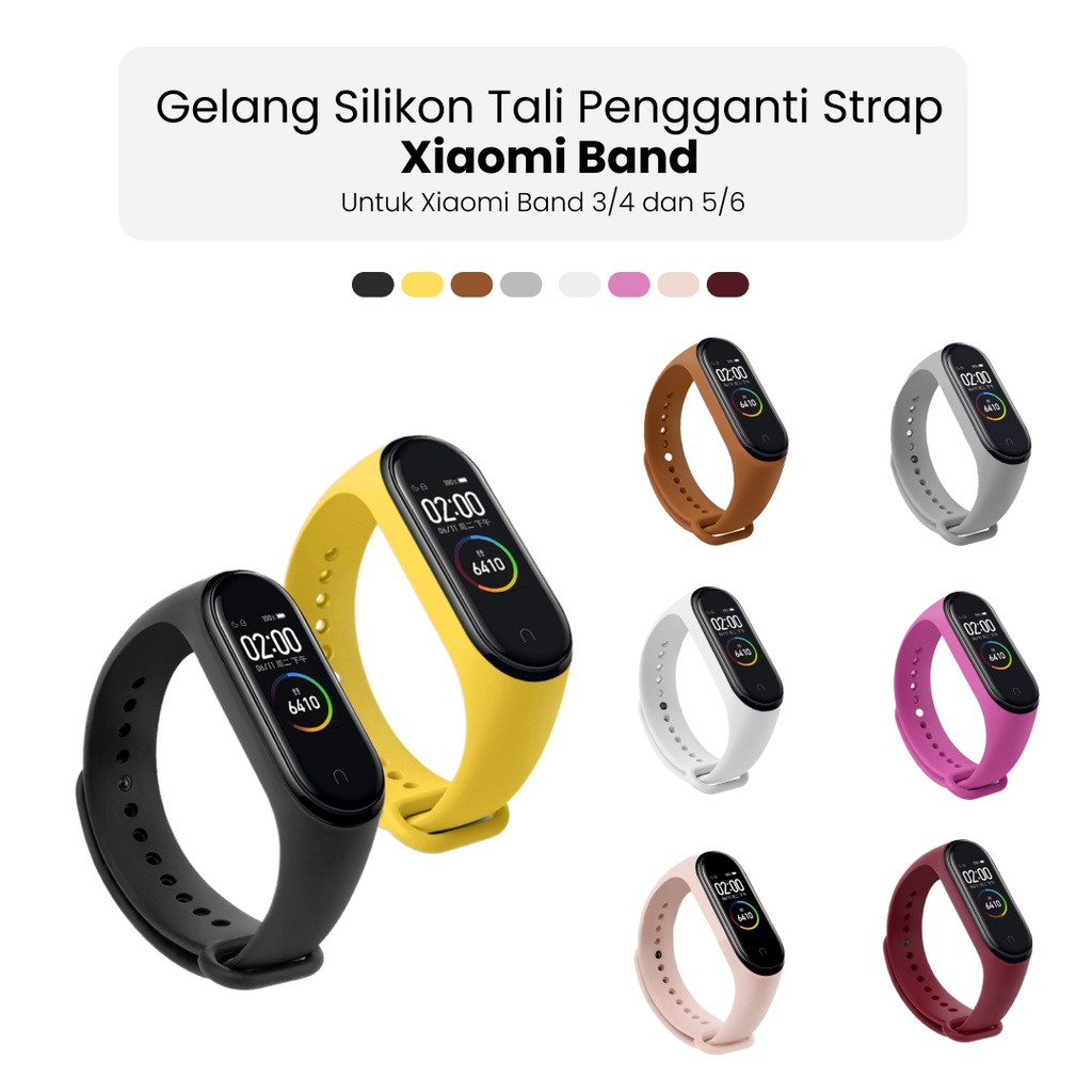 Xiaomi Band Silicone Strap Jam Tangan Tali Gelang Silikon Miband 3 4 5 6 Polos