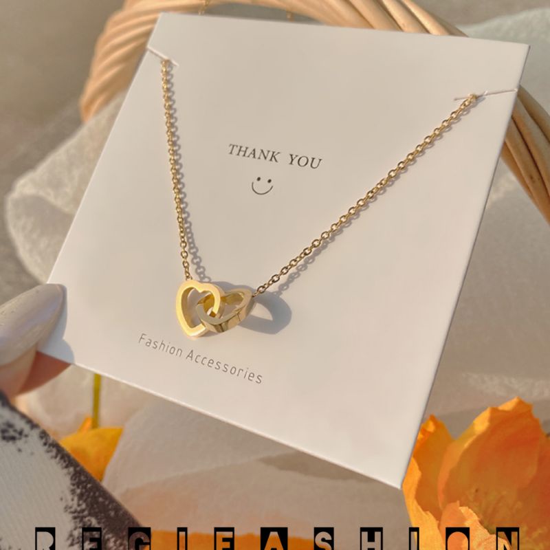 { Bayar Ditempat } Kalung Titanium Rantai Liontin Love Doble Kalung Titanium Wanita Korea Asli Anti Karat Tidak Luntur