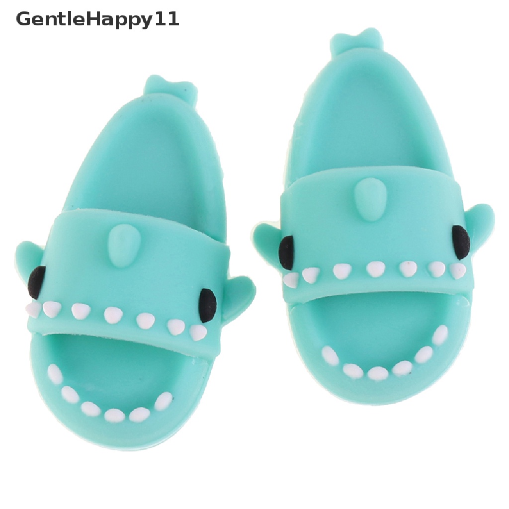 Gentlehappy 1 Pasang Mainan Sandal Selop Bentuk Hiu Skala 1: 12 Untuk Aksesoris Rumah Boneka Ob11 1 / 12