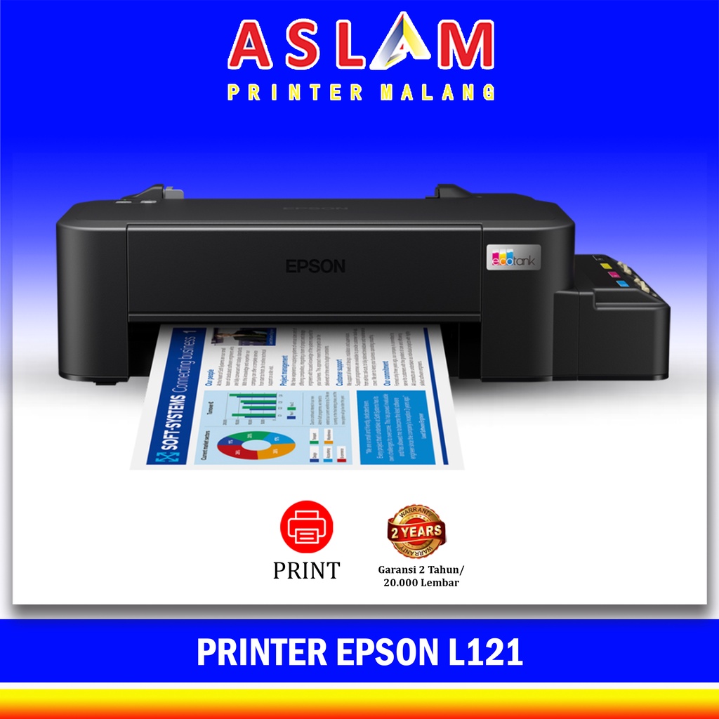 Printer Epson L121 Original Print Only Pengganti L120 Ink Tank - Garansi Resmi Epson