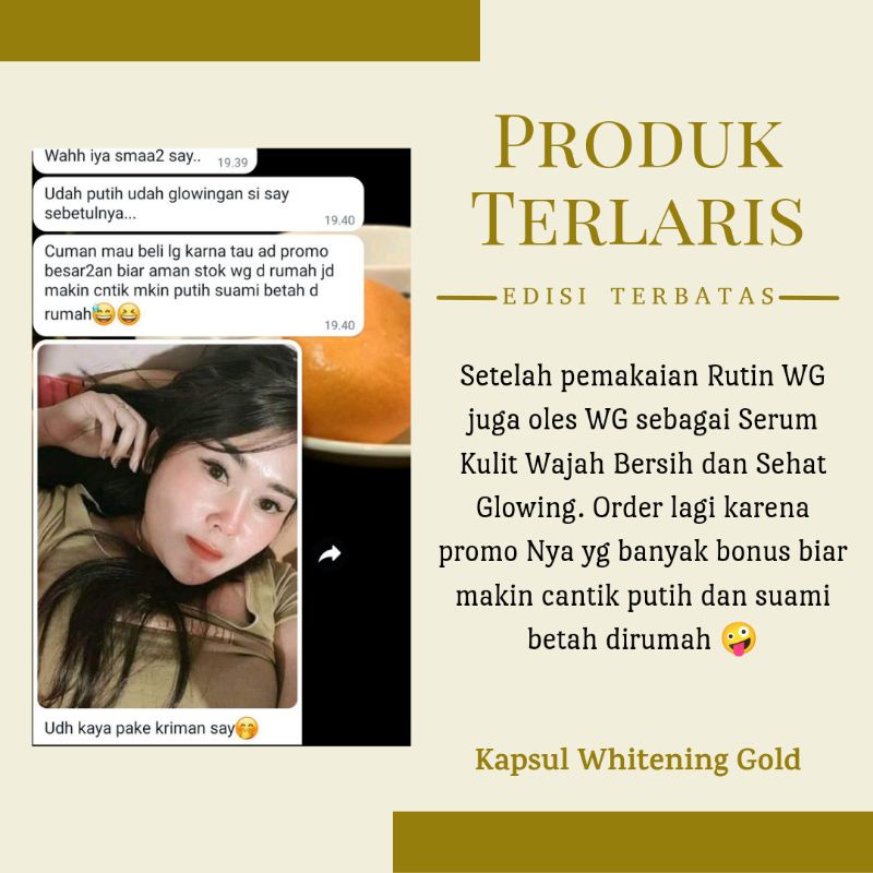 WG ORIGINAL KAPSUL PEMUTIH BADAN/WHITENING/KAPSUL PEMUTIH WAJAH/FLEK/JERAWAT/ANTI AGING