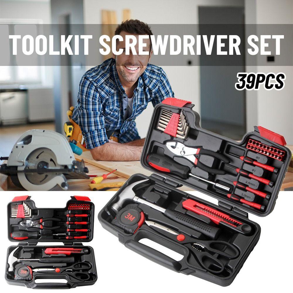 Populer 39buah/Set 39PC Toolkit Obeng Set Alat Perbaikan Rumah Tangga Repair Kit Hardware Tools