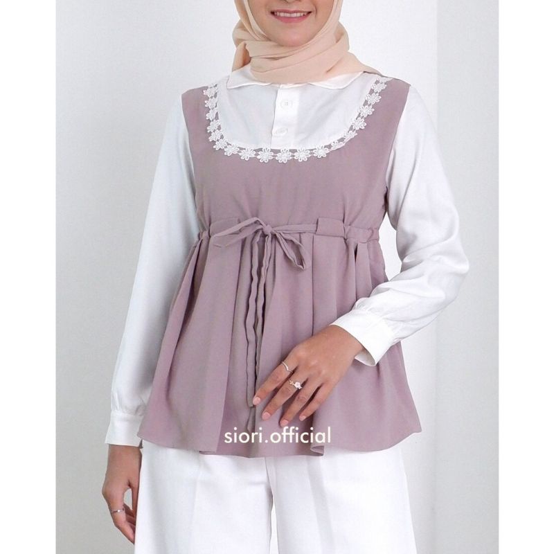 Blouse Hijab Wanita Kerja Renda Bunga by Siori