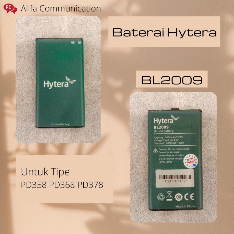 Battery Baterai BL2009  Untuk Hytera PD358 PD368 PD378 ORIGINAL