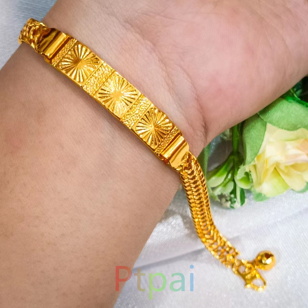 Gold Gelang Tangan Gold Plated Bracelet Dubai Style Long-lasting Non-Fading Gelang Kendari lapis emas 24k