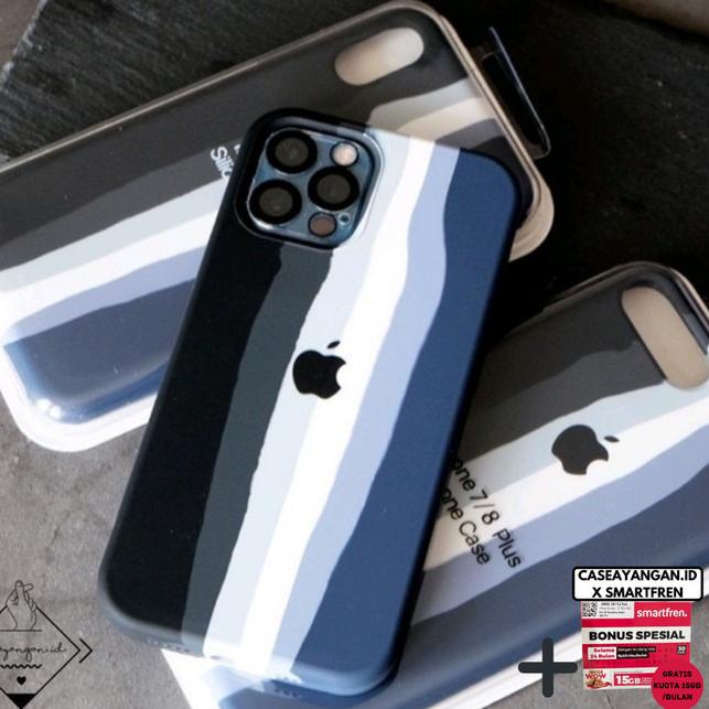 Black Stripe Silicone Case Iphone 11 12 PRO MAX MINI Casing Cool Doff - 11 PRO