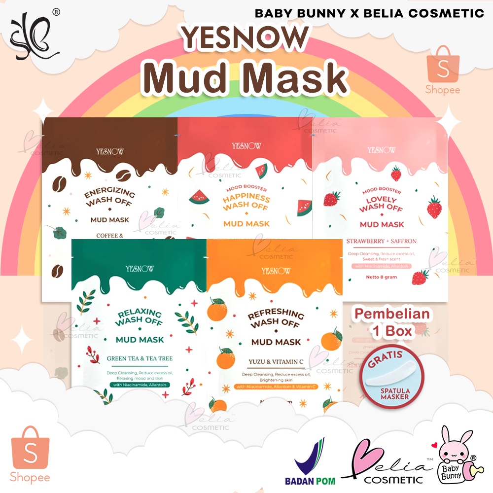 ❤ BELIA ❤ YESNOW Relaxing Wash-Off Mud Mask (Sachet Ecer) | Mud Mask | Masker Wajah | BPOM