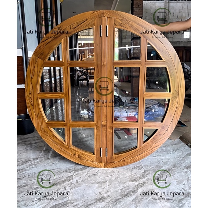 Kusen Jendela Bunda 130cm 12x6cm Kayu Jati Solid Buka Pintu 2 Brown Free Ongkir Jawa & Bali ( Bergar