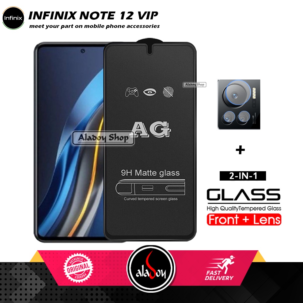 Infinix Note 12 VIP PAKET 2IN1 Tempered Glass Matte Anti Glare Full Layar dan Tempered Glass Kamera