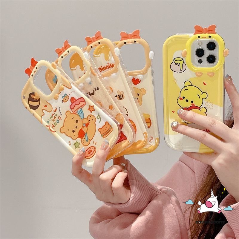 3d Bow Little Monster Lensa Case Realme C35 C33 C30 C15 C21Y C25Y C11 C25 C25s C31 C21 C2 C1 C3 C17 8 8i 8pro 9 5 6i 9i 5s 5 7i Kartun Madu Es Krim Winnie the Pooh Lembut Sarung Cover Sarung