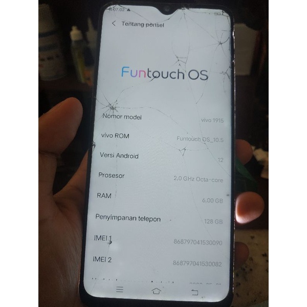 Vivo Y19 RAM 6/128 Minus GLASS RETAK (LCD LOKAL)