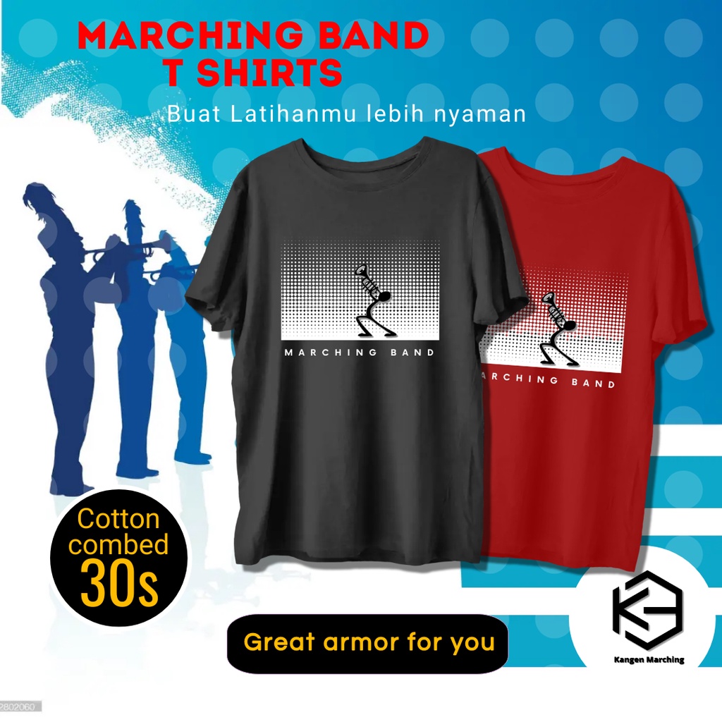 Pakaian Kaos T Shirt Baju Latihan Pria Wanita Marching Band Drum Band Drum Corps Lengan Pendek / Len