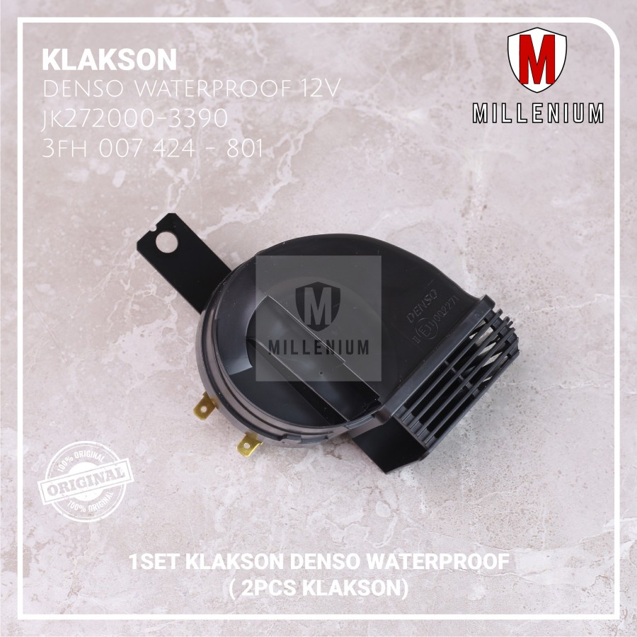 KLAKSON KEONG MOBIL MOTOR DENSO WATERPROOF + KABEL RELAY SET ORIGINAL