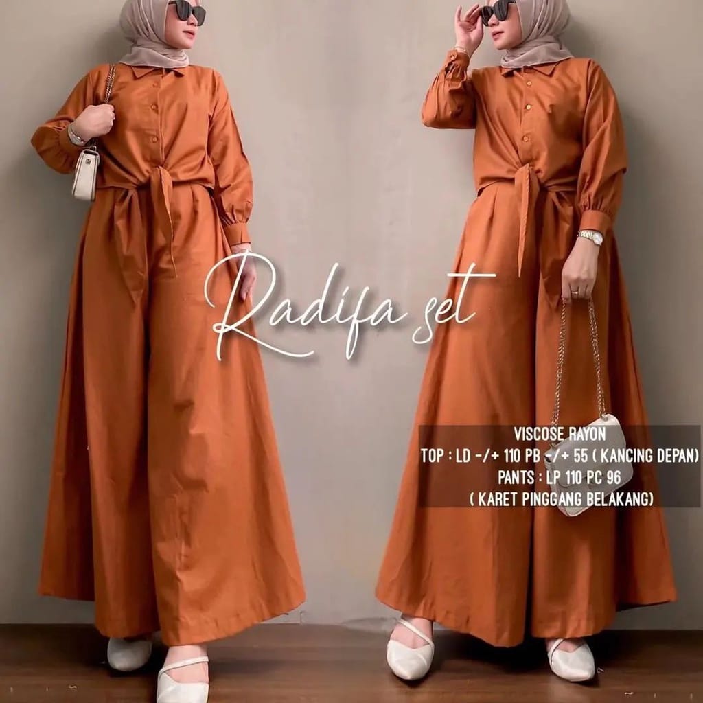 Baju Setelan Atasan Dan Bawahan Radifa One Set Jumpsuit 2in1 Wanita Dewasa Kekinian Fashion Muslim B