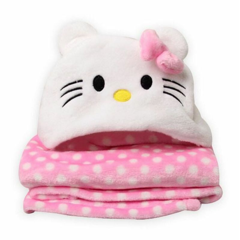 Selimut topi karakter selimut bayi double fleece / baby blanket / kado lahiran